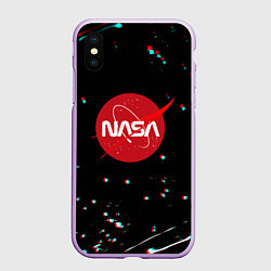 Чехол iPhone XS Max матовый NASA glitch splash, цвет: 3D-сиреневый