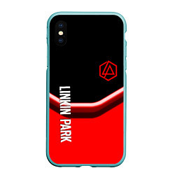 Чехол iPhone XS Max матовый Linkin park geometry line steel, цвет: 3D-мятный