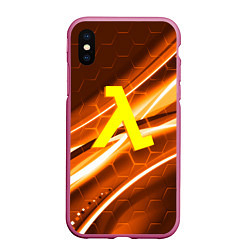 Чехол iPhone XS Max матовый Half life valve steel, цвет: 3D-малиновый