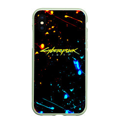 Чехол iPhone XS Max матовый Огненная лава и вода киберпанк