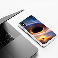 Чехол iPhone XS Max матовый Чёрная дыра поглощает вселенную, цвет: 3D-белый — фото 2