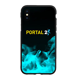 Чехол iPhone XS Max матовый Portal fire blue