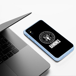 Чехол iPhone XS Max матовый Ramones rock logo, цвет: 3D-голубой — фото 2