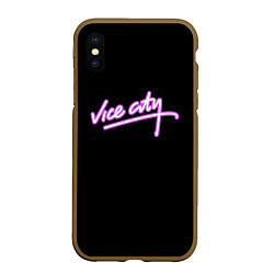 Чехол iPhone XS Max матовый Vice city logo neon