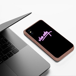 Чехол iPhone XS Max матовый Vice city logo neon, цвет: 3D-коричневый — фото 2