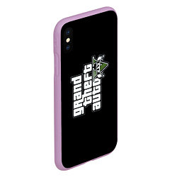 Чехол iPhone XS Max матовый GTA5 logo game rockstar, цвет: 3D-сиреневый — фото 2