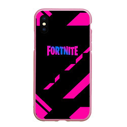 Чехол iPhone XS Max матовый Fortnite geometry pink