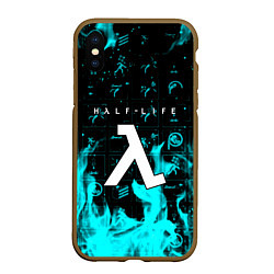 Чехол iPhone XS Max матовый Half life fire x portal game