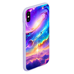 Чехол iPhone XS Max матовый Космос в неоновых тонах, цвет: 3D-светло-сиреневый — фото 2