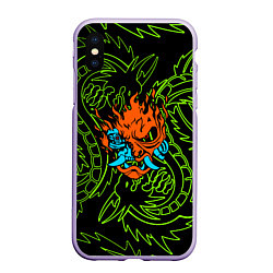 Чехол iPhone XS Max матовый Samurai dragon steel logo