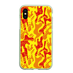 Чехол iPhone XS Max матовый Абстракция красный рисунок на желтом фоне