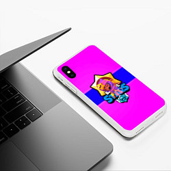 Чехол iPhone XS Max матовый Brawl stars sandy, цвет: 3D-белый — фото 2