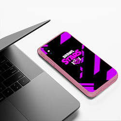 Чехол iPhone XS Max матовый Brawl stars geometry, цвет: 3D-малиновый — фото 2