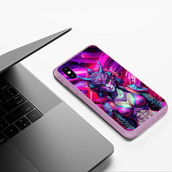 Чехол iPhone XS Max матовый Девушка самурай в откровенном костюме, цвет: 3D-сиреневый — фото 2