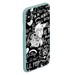 Чехол iPhone XS Max матовый Lil Peep pattern автографы лого, цвет: 3D-мятный — фото 2