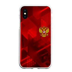 Чехол iPhone XS Max матовый Россия герб текстура, цвет: 3D-белый