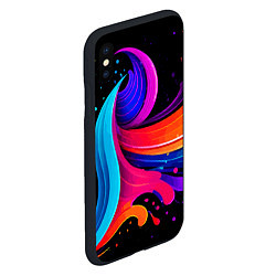 Чехол iPhone XS Max матовый Неоновая красочная абстракция - нейросеть, цвет: 3D-черный — фото 2