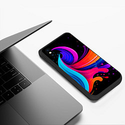 Чехол iPhone XS Max матовый Неоновая красочная абстракция - нейросеть, цвет: 3D-черный — фото 2