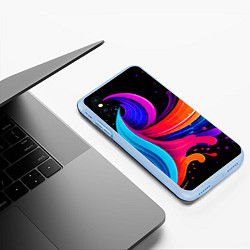 Чехол iPhone XS Max матовый Неоновая красочная абстракция - нейросеть, цвет: 3D-голубой — фото 2