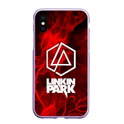 Чехол iPhone XS Max матовый Linkin park fire flower, цвет: 3D-светло-сиреневый