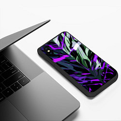 Чехол iPhone XS Max матовый Хаотичная чёрно-фиолетово абстракция, цвет: 3D-черный — фото 2