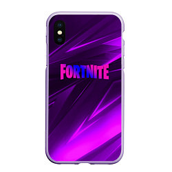 Чехол iPhone XS Max матовый Fortnite neon stripes angles logo