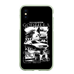 Чехол iPhone XS Max матовый Skyline GTR Godzilla, цвет: 3D-салатовый