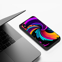 Чехол iPhone XS Max матовый Яркая красочная абстракция - нейроарт, цвет: 3D-черный — фото 2