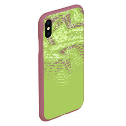 Чехол iPhone XS Max матовый Крокодила кожа абстракция, цвет: 3D-малиновый — фото 2