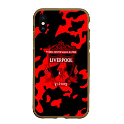 Чехол iPhone XS Max матовый Liverpool камуфляжный стиль, цвет: 3D-коричневый