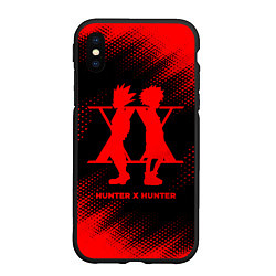 Чехол iPhone XS Max матовый Hunter x Hunter - red gradient, цвет: 3D-черный