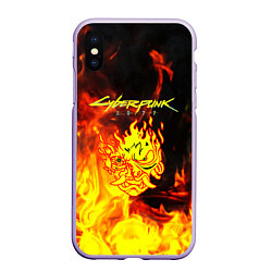 Чехол iPhone XS Max матовый Samurai fire cyberpunk