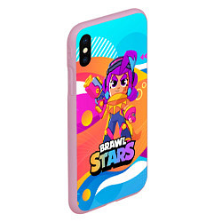 Чехол iPhone XS Max матовый Brawl Stars Шелли squad busters, цвет: 3D-розовый — фото 2