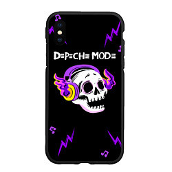 Чехол iPhone XS Max матовый Depeche Mode неоновый череп