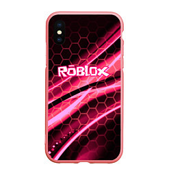 Чехол iPhone XS Max матовый Roblox броня розовый