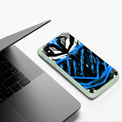 Чехол iPhone XS Max матовый Blue and white abstraction on a black background, цвет: 3D-салатовый — фото 2