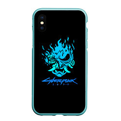 Чехол iPhone XS Max матовый Cyberpunk 2077 logo game