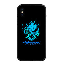 Чехол iPhone XS Max матовый Cyberpunk 2077 logo game