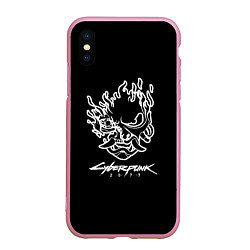 Чехол iPhone XS Max матовый Cyberpunk 2077 white