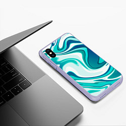 Чехол iPhone XS Max матовый Абстракция сине белый мрамор, цвет: 3D-светло-сиреневый — фото 2