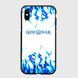 Чехол iPhone XS Max матовый God of War синий огонь, цвет: 3D-черный