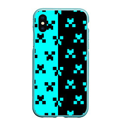 Чехол iPhone XS Max матовый Minecraft pattern game, цвет: 3D-мятный