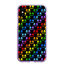 Чехол iPhone XS Max матовый Marshmello dj colors, цвет: 3D-сиреневый