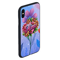 Чехол iPhone XS Max матовый Алина объемные розы, цвет: 3D-черный — фото 2