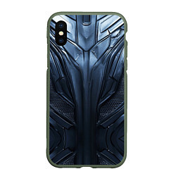 Чехол iPhone XS Max матовый Металлический карбон, цвет: 3D-темно-зеленый