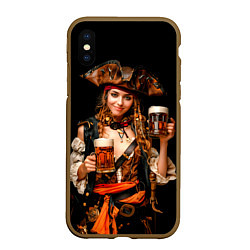 Чехол iPhone XS Max матовый Пиво на Тартуге - красотка, цвет: 3D-коричневый