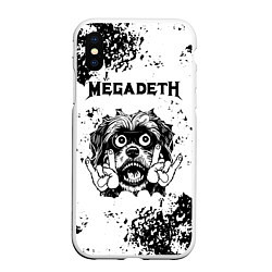 Чехол iPhone XS Max матовый Megadeth - рок пес, цвет: 3D-белый