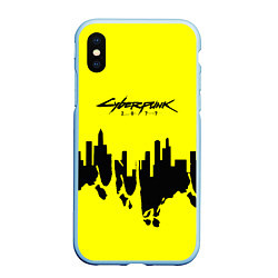 Чехол iPhone XS Max матовый Cyberpunk 2077 geometry yellow