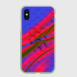 Чехол iPhone XS Max матовый Неоновая броня соты, цвет: 3D-салатовый