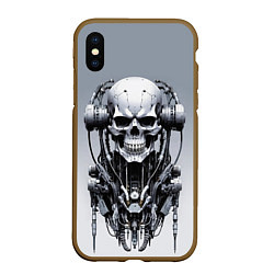 Чехол iPhone XS Max матовый Cool cyber skull - ai art fantasy